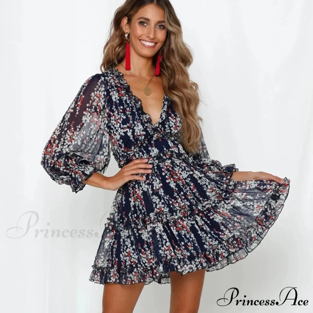 Attractive Backless Plunging-neckline Mini Boho Dress - Image 5