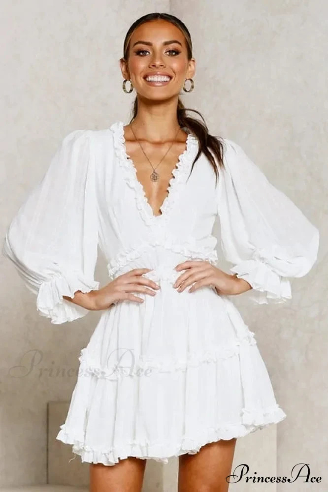 Attractive Backless Plunging-neckline Mini Boho Dress - Image 9