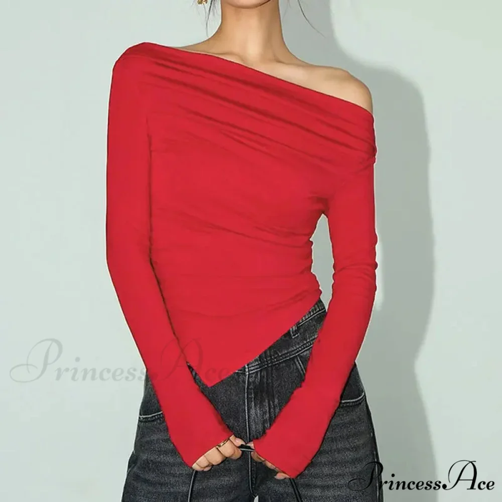 Attractive Off Shoulder Slim T-shirt Sweater - Image 2
