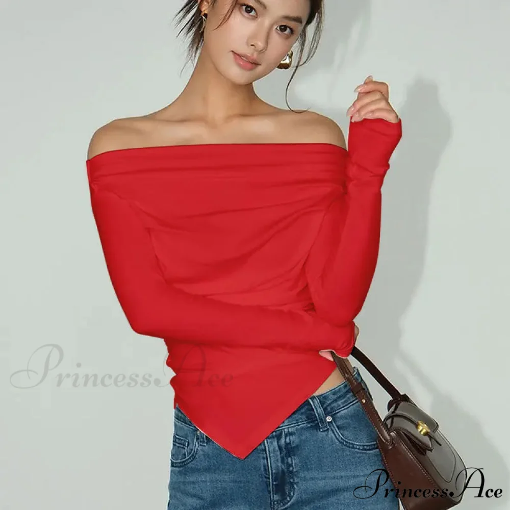 Attractive Off Shoulder Slim T-shirt Sweater - Image 3