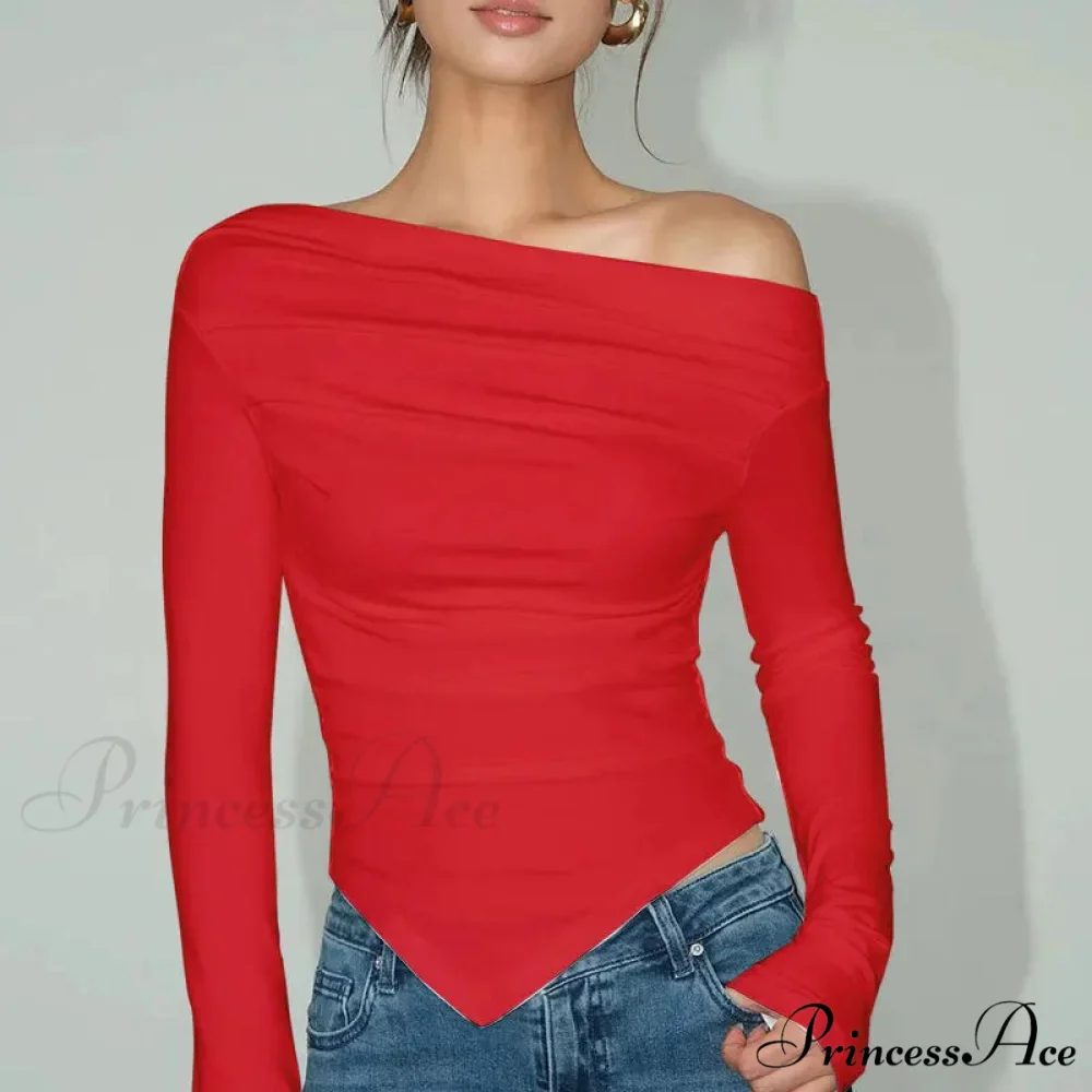 Attractive Off Shoulder Slim T-shirt Sweater - Image 4