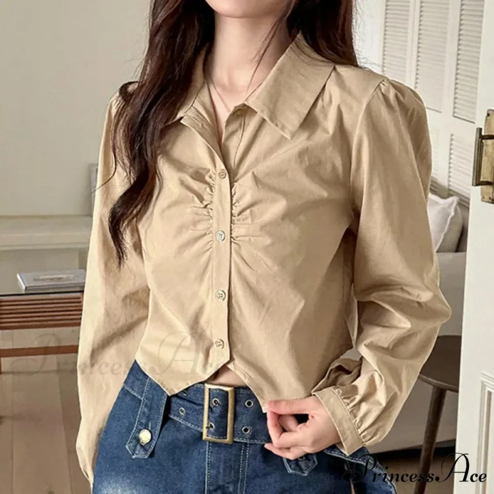 Attractive Plunging Neckline Short Sleeve French Style Blouse - Image 2