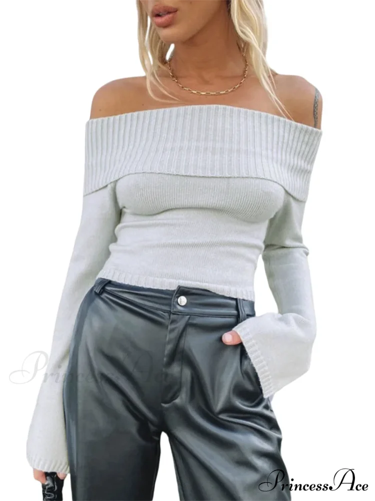 Attractive Thin Short Off Shoulder Sweater - Image 2