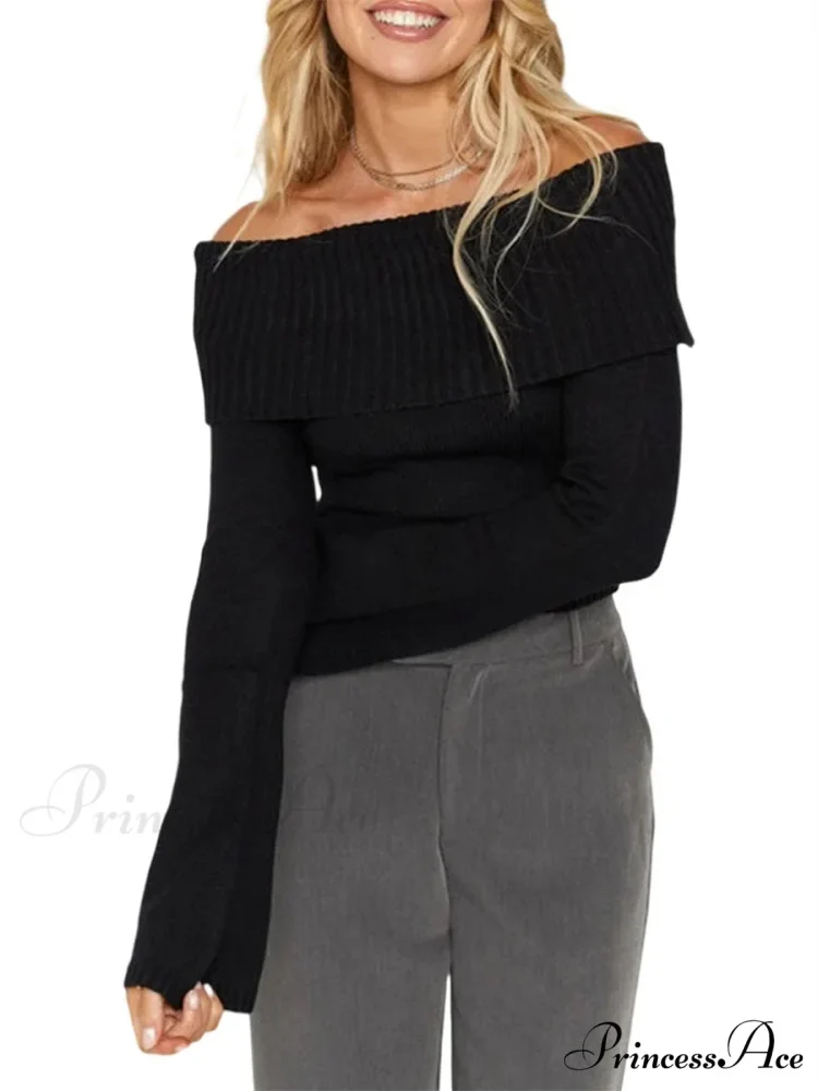 Attractive Thin Short Off Shoulder Sweater - Image 3