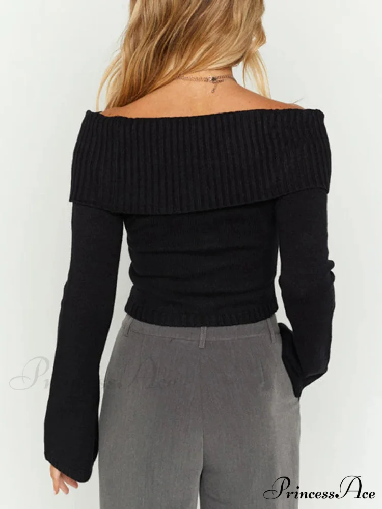 Attractive Thin Short Off Shoulder Sweater - Image 4