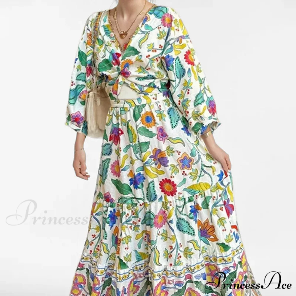 Attractive Waist Tightening Floral Dress - Image 3