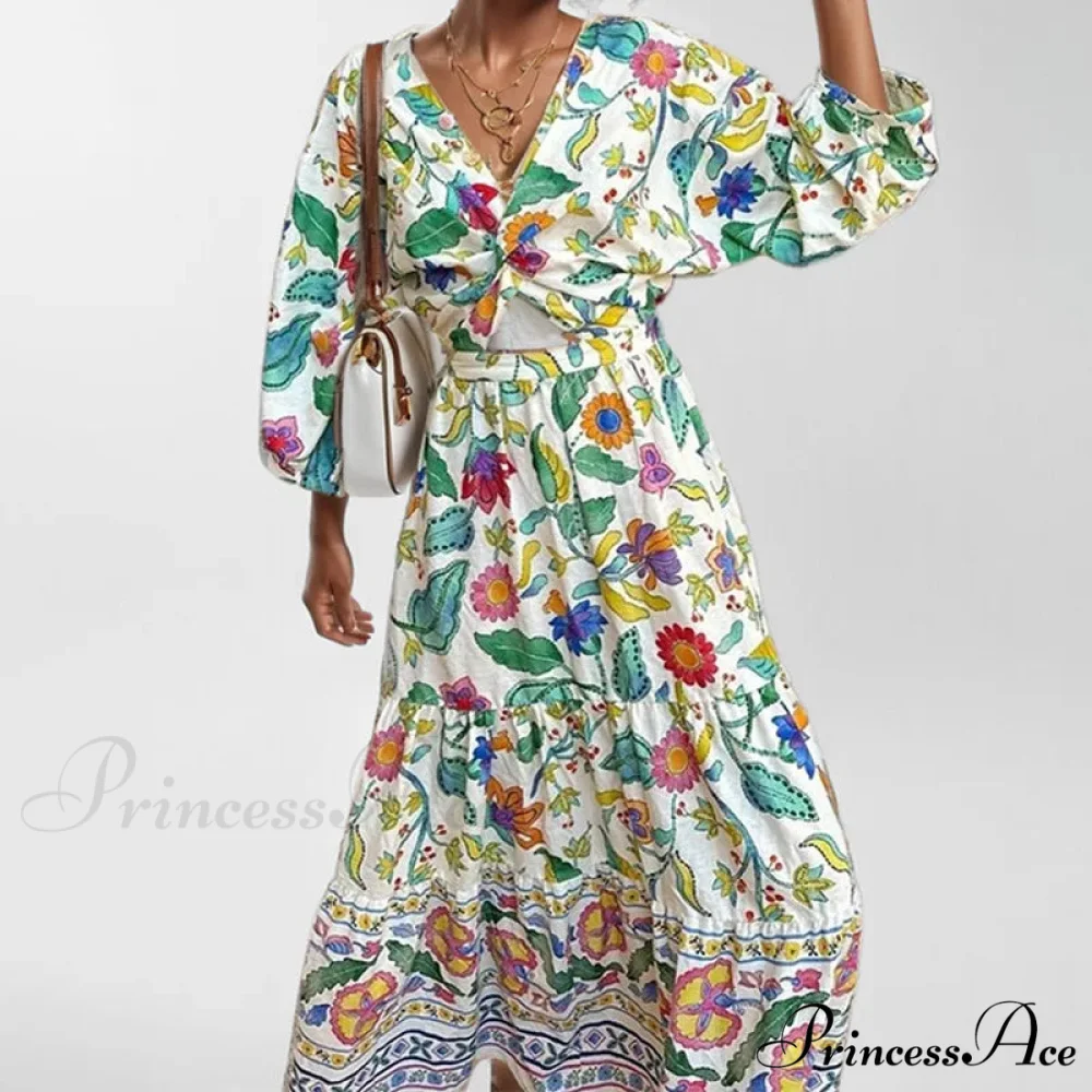 Attractive Waist Tightening Floral Dress - Image 4