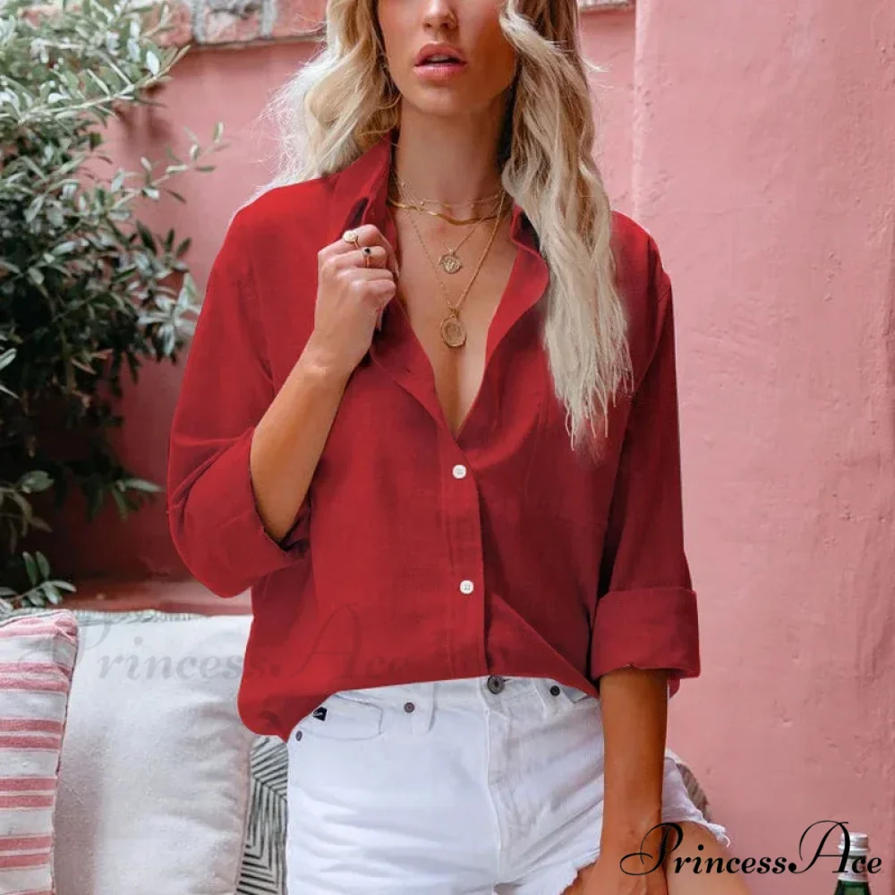 Autumn Collar Monochrome Extended Sleeve Blouse - Image 10
