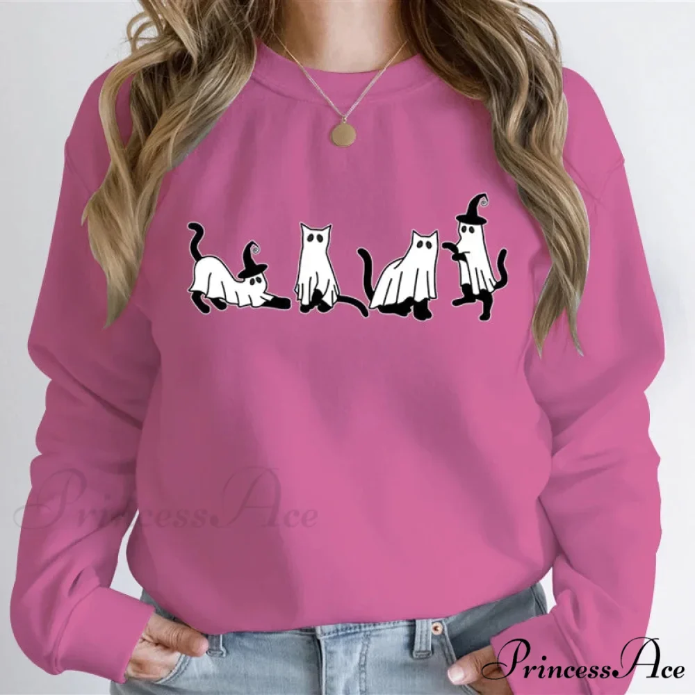Autumn Ghost Cat Graphic Comfortable Hoodie - Image 10