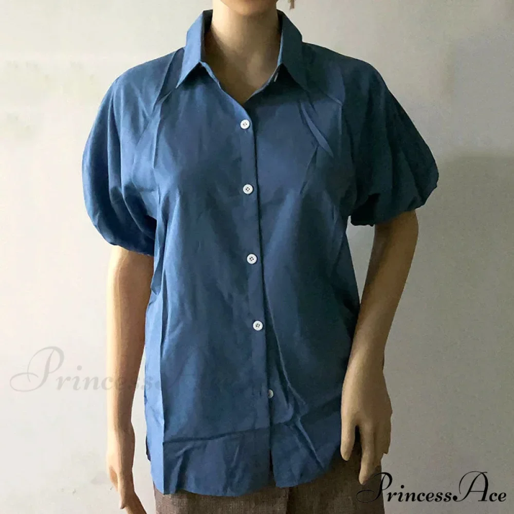 Azure Billowy Sleeve Relaxed Summer Blouse - Image 6