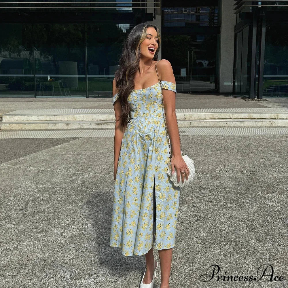 Azure Cut Blossom Holiday Dress - Image 2