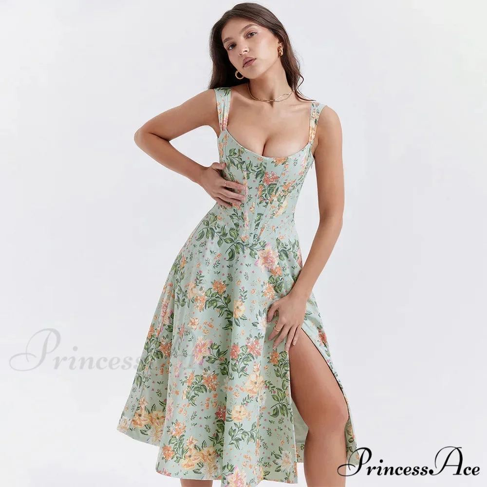Azure Cut Blossom Holiday Dress - Image 5
