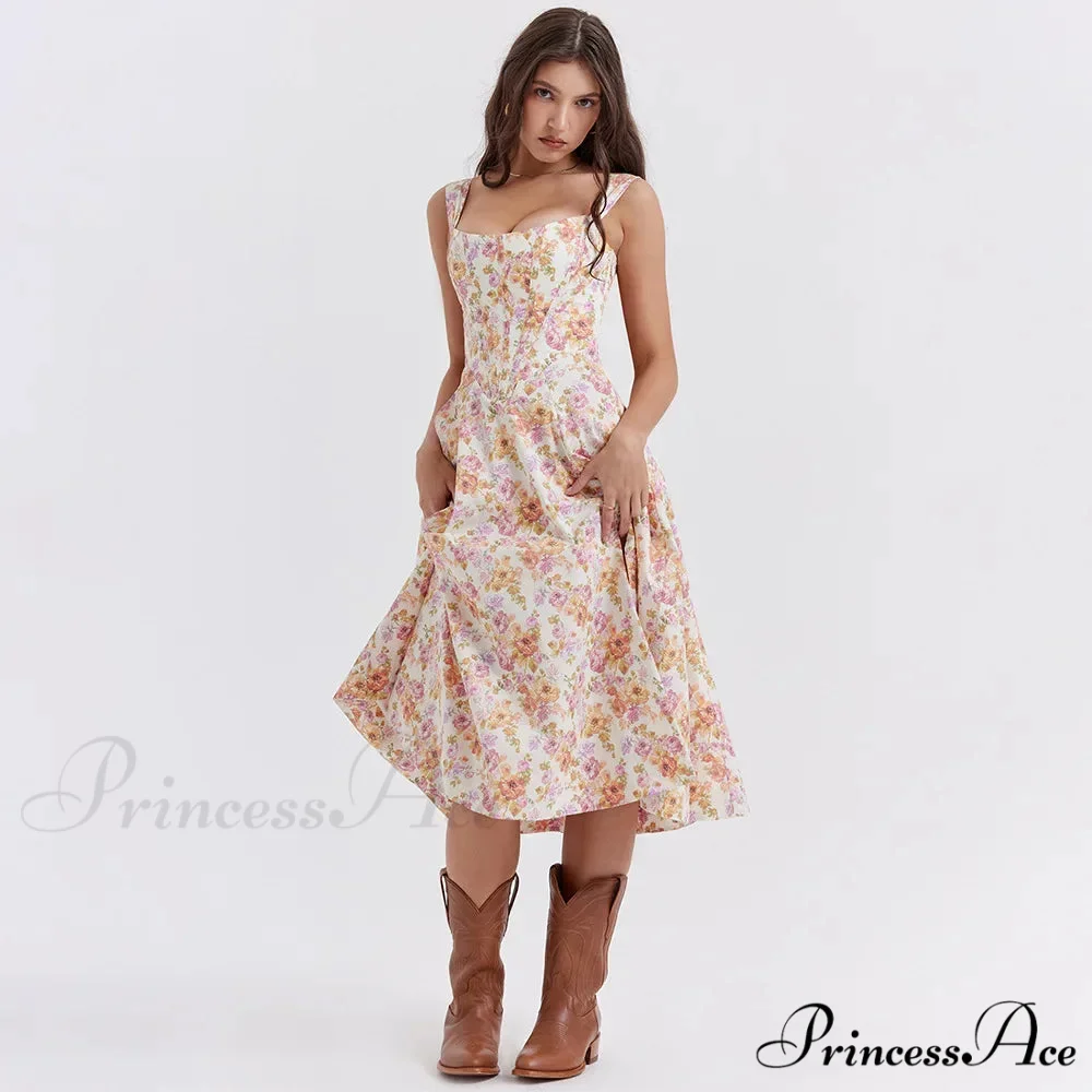 Azure Cut Blossom Holiday Dress - Image 6