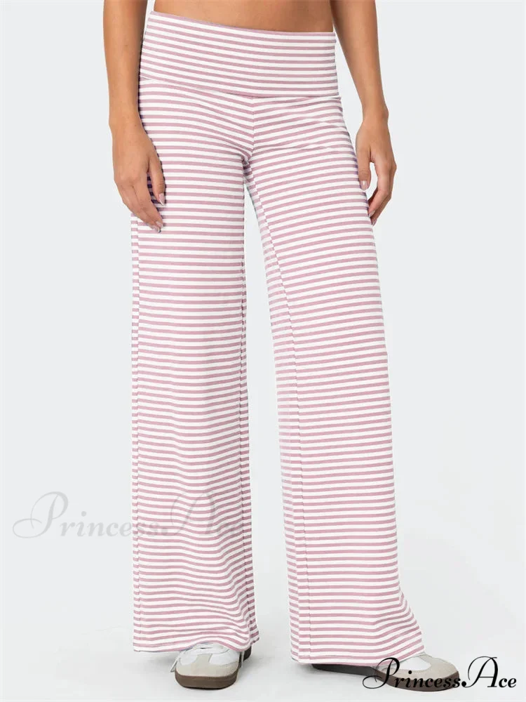 Baggy Broad-Legged Striped Stretchy Waist Urban Pant - Image 3