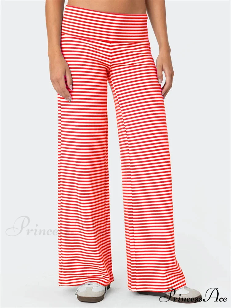 Baggy Broad-Legged Striped Stretchy Waist Urban Pant - Image 4