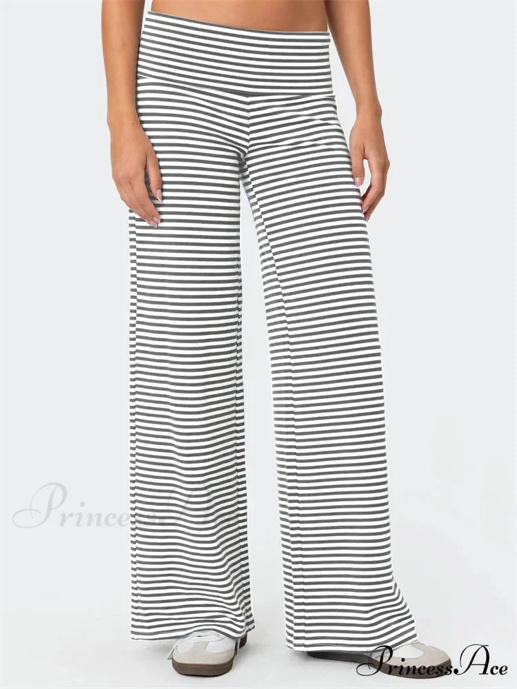 Baggy Broad-Legged Striped Stretchy Waist Urban Pant - Image 6