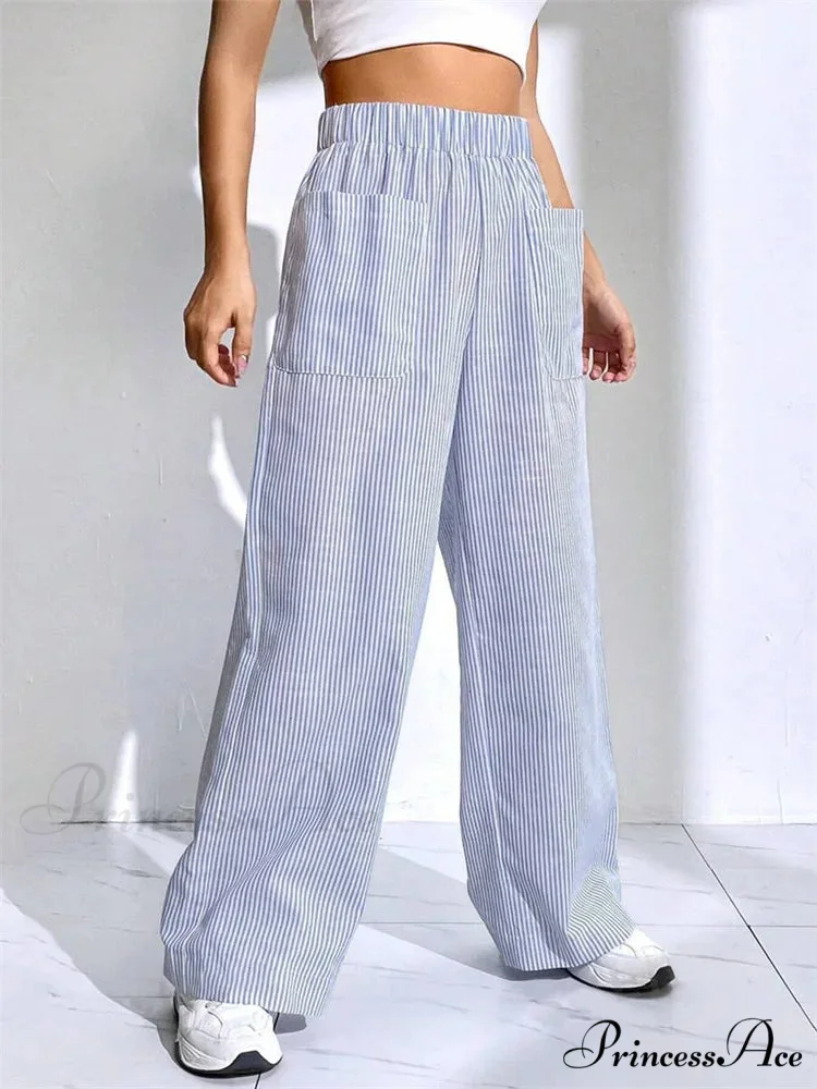Baggy Elevated Waist Striped Lounge Urban Pant - Image 2