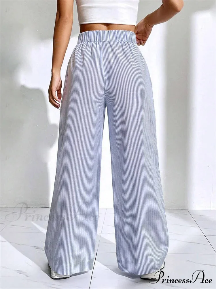 Baggy Elevated Waist Striped Lounge Urban Pant - Image 3