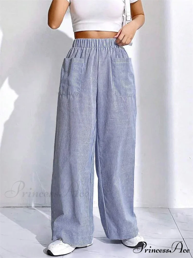 Baggy Elevated Waist Striped Lounge Urban Pant - Image 4