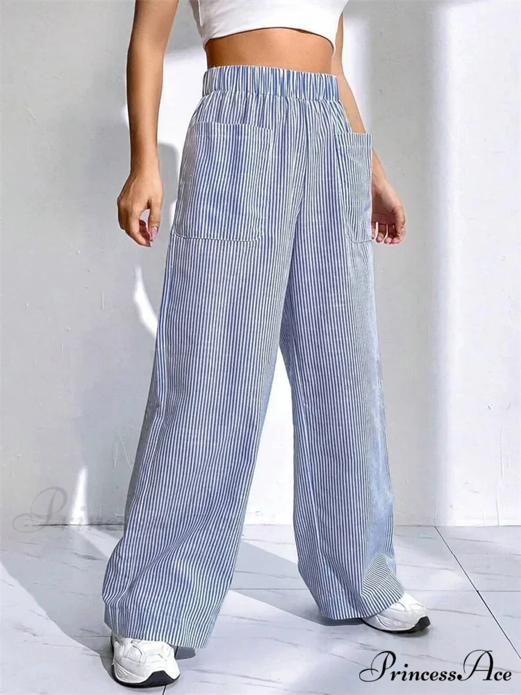 Baggy Elevated Waist Striped Lounge Urban Pant - Image 5