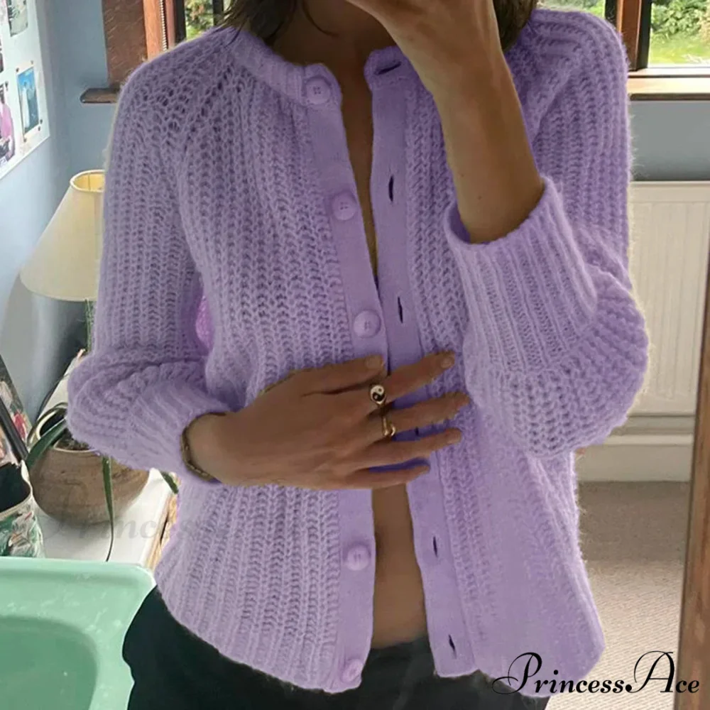 Baggy Firm Crew Neck Button Cardigan - Image 6