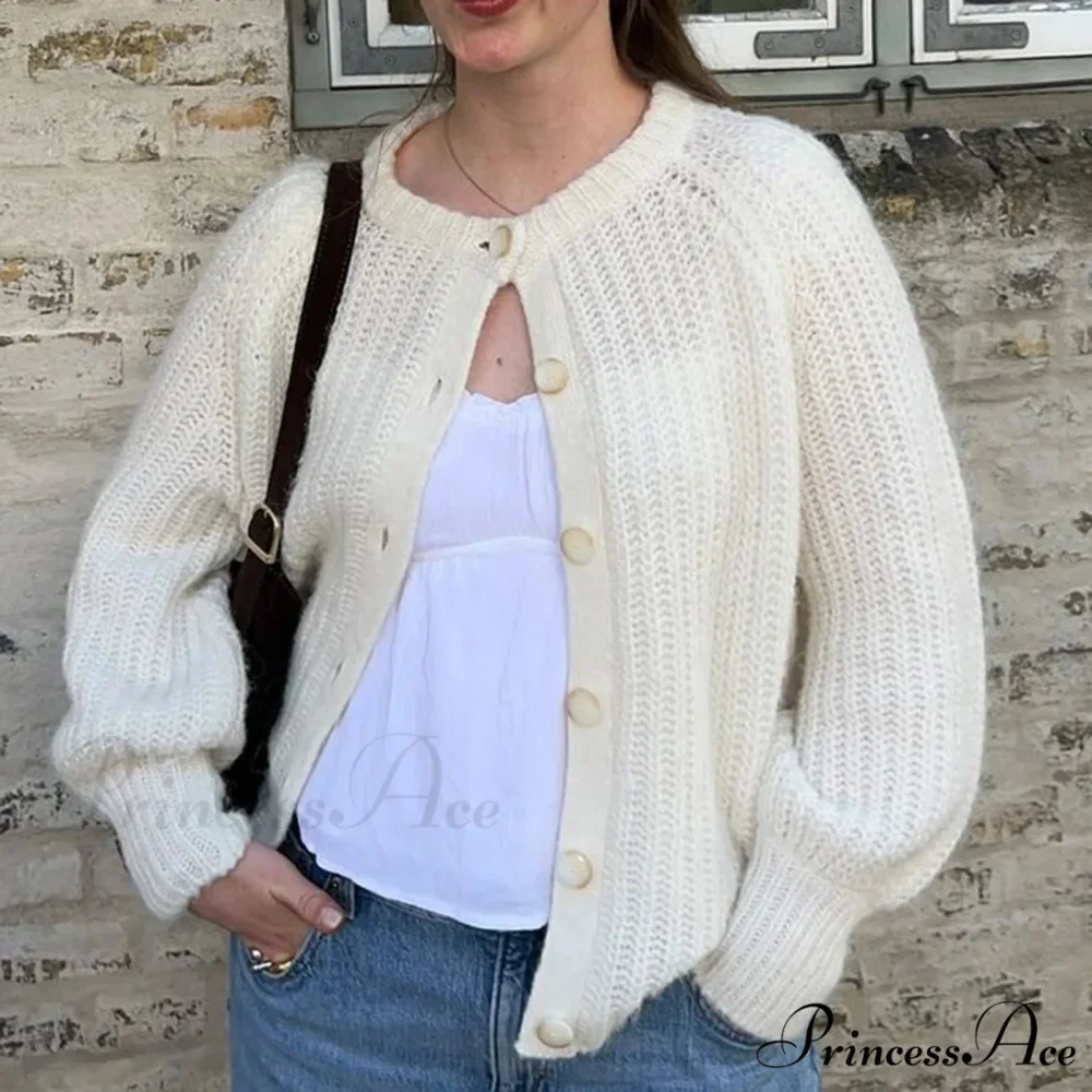 Baggy Firm Crew Neck Button Cardigan - Image 9