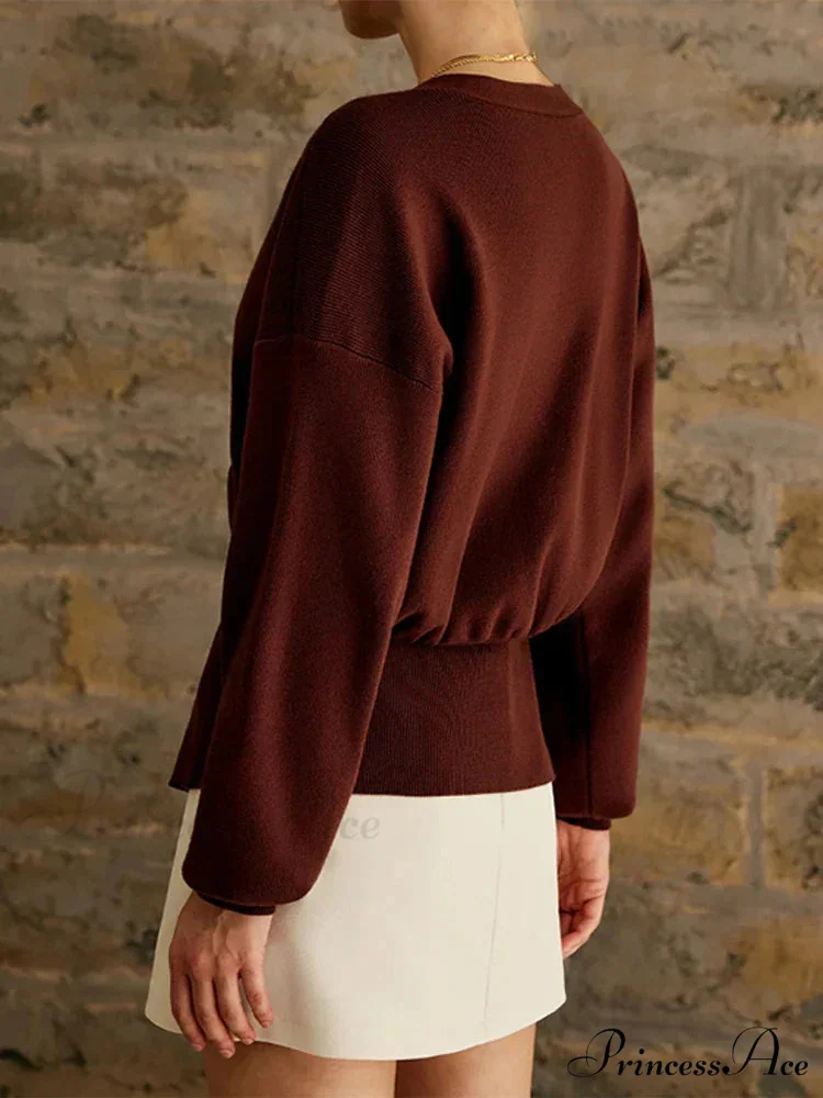 Baggy Hollow Out V-Neck Knit Cardigan - Image 2