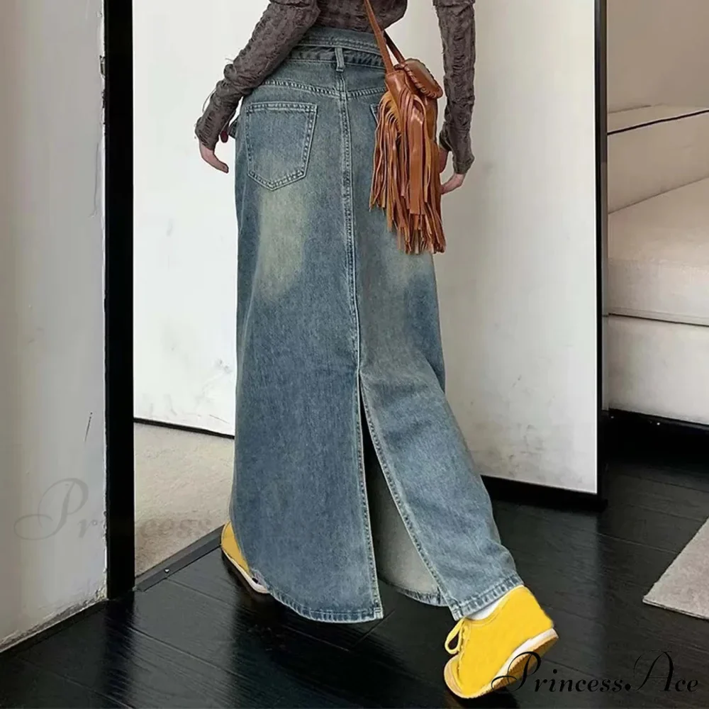 Baggy Midi Envelop Denim Skirt - Image 4