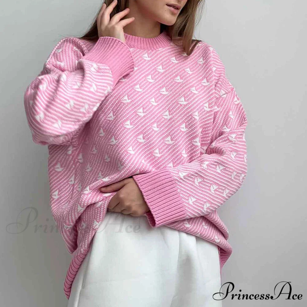 Baggy Style Patterned Extended Sleeve Jumper - Image 4