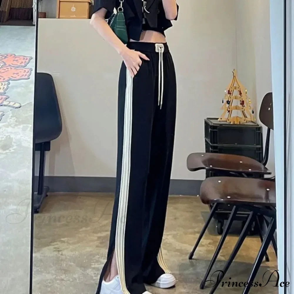 Basic Baggy Broad Leg Elastic Trousers - Image 5