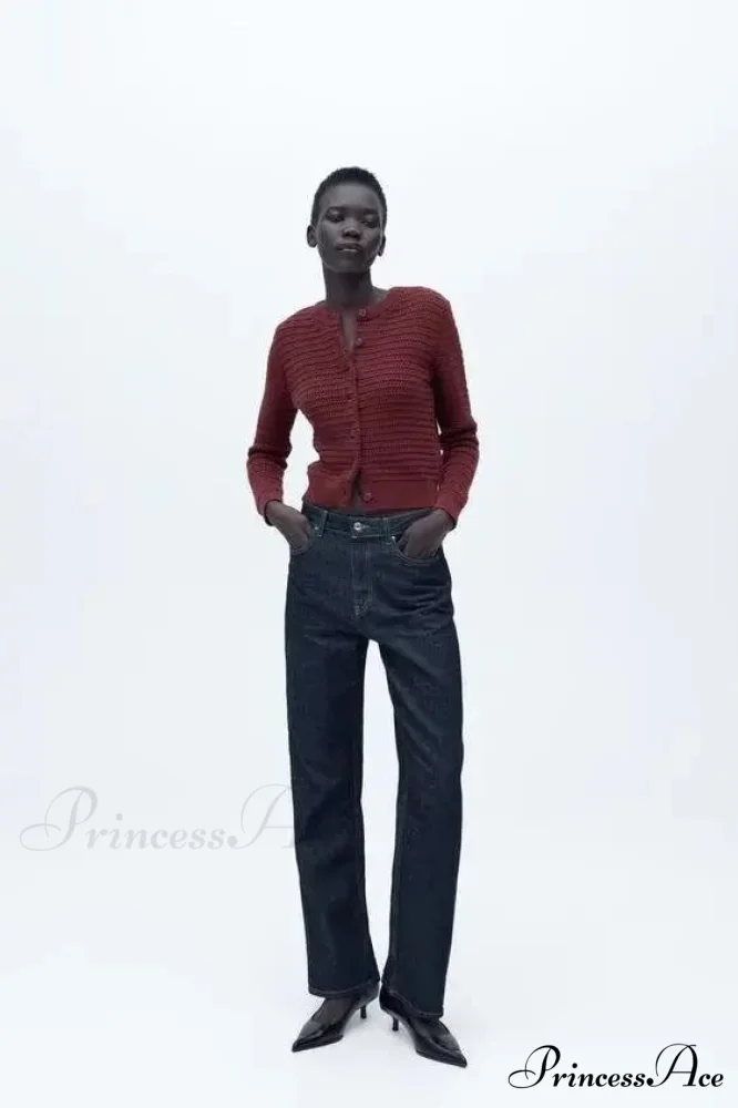 Basic Informal Textured Circular Neck Cardigan - Image 2