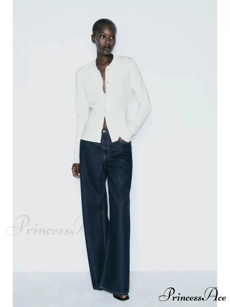Basic Polo Neck Extended Sleeve Cardigan - Image 2