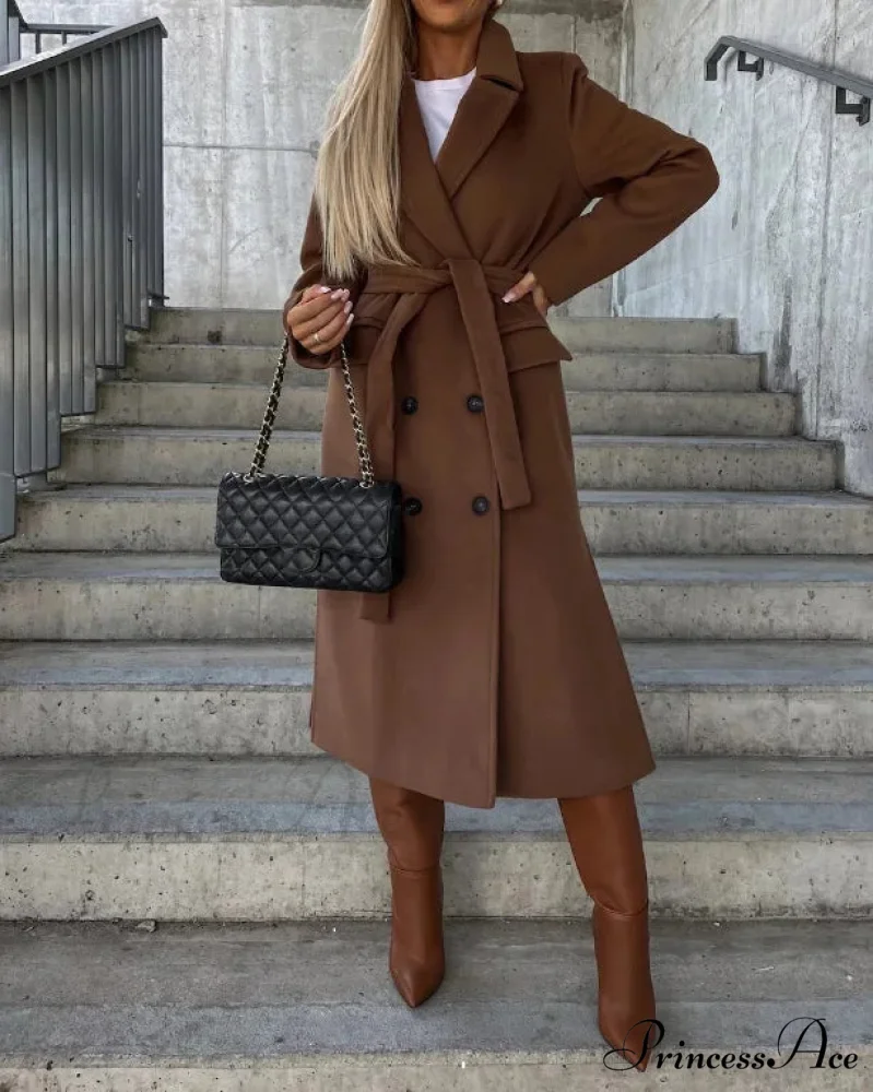Basic Woolen Extended Sleeved Collared Overcoat