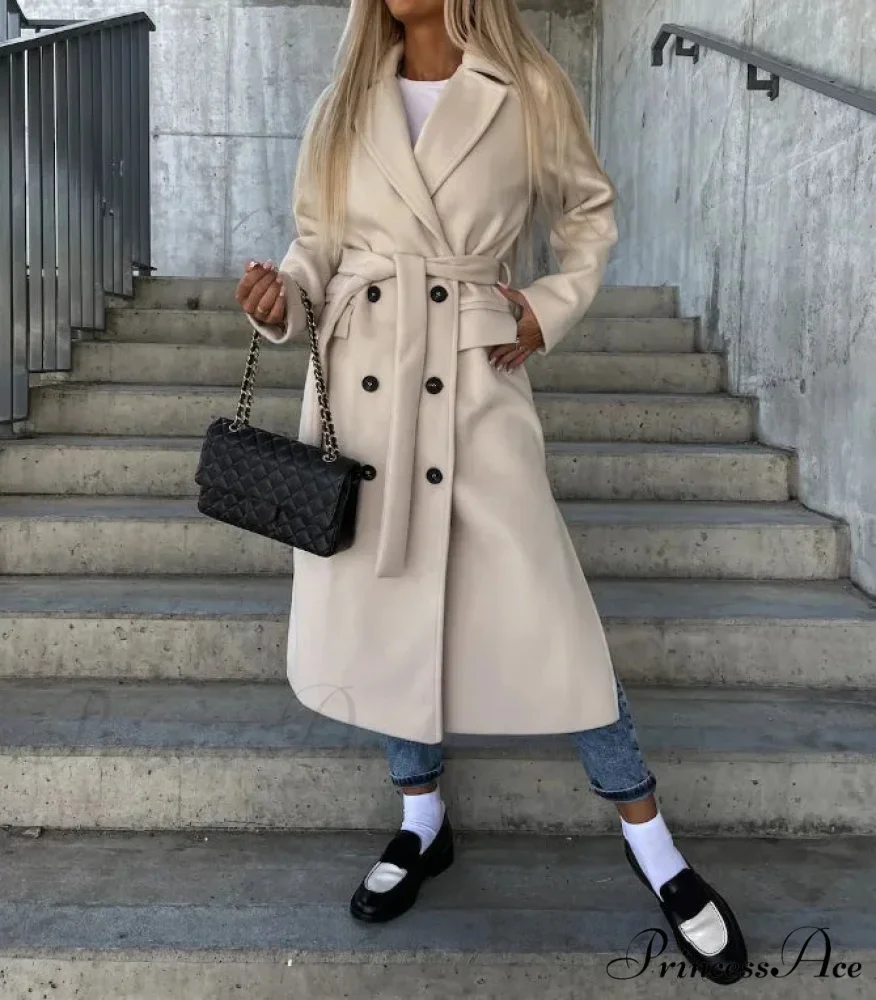 Basic Woolen Extended Sleeved Collared Overcoat - Image 5