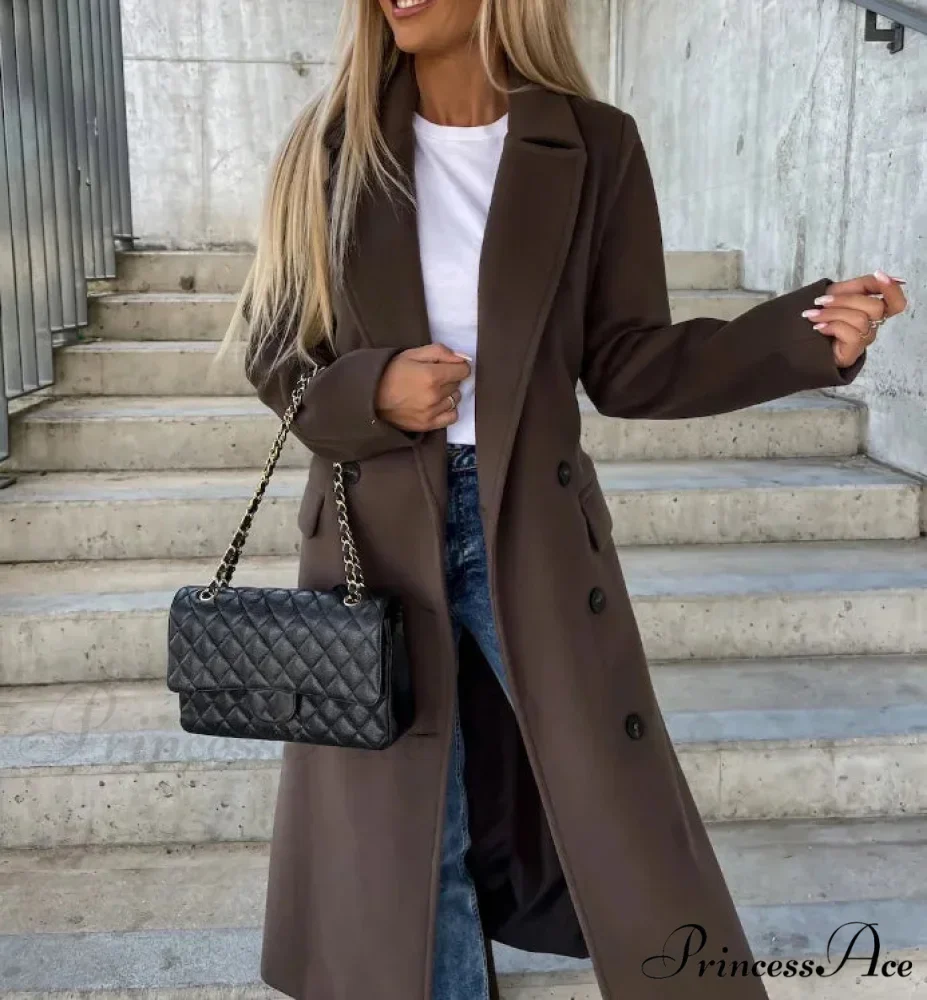 Basic Woolen Extended Sleeved Collared Overcoat - Image 6