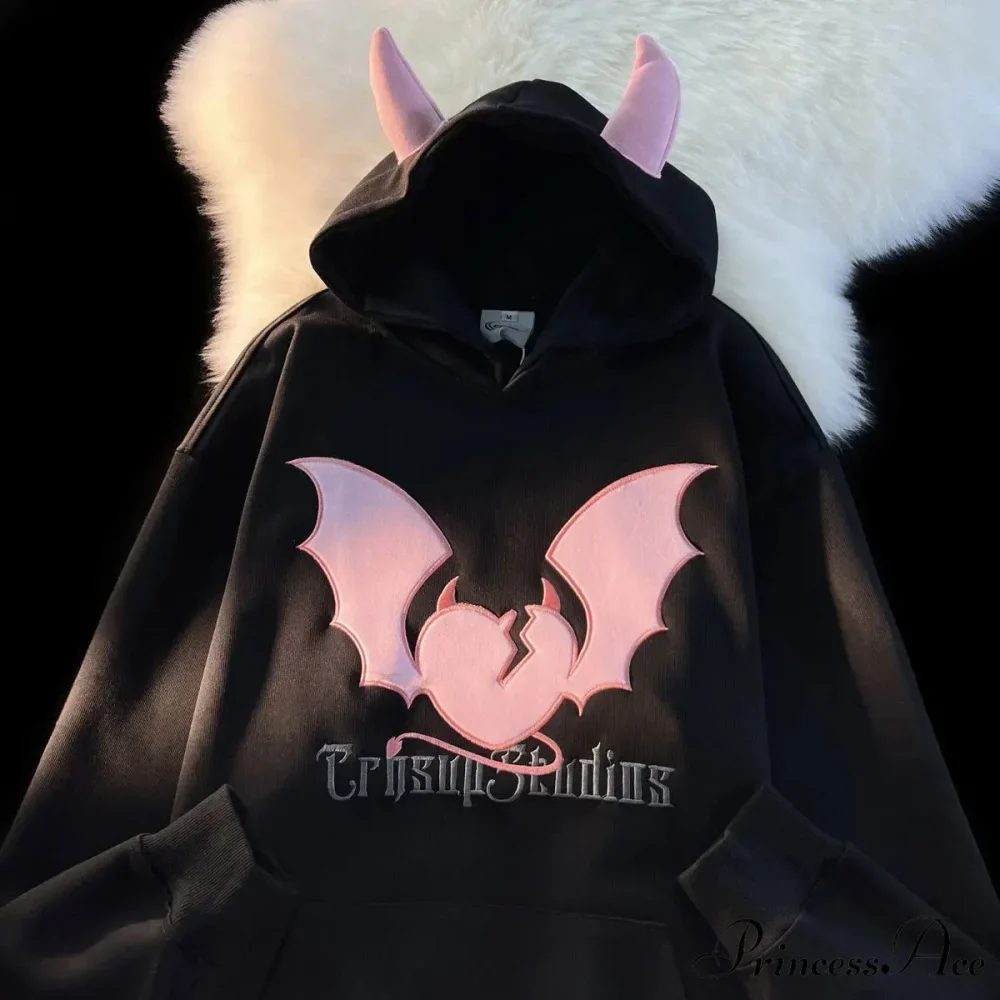 Bat Stitching Harajuku Hoodie - Image 2