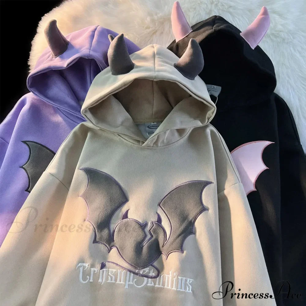 Bat Stitching Harajuku Hoodie - Image 4