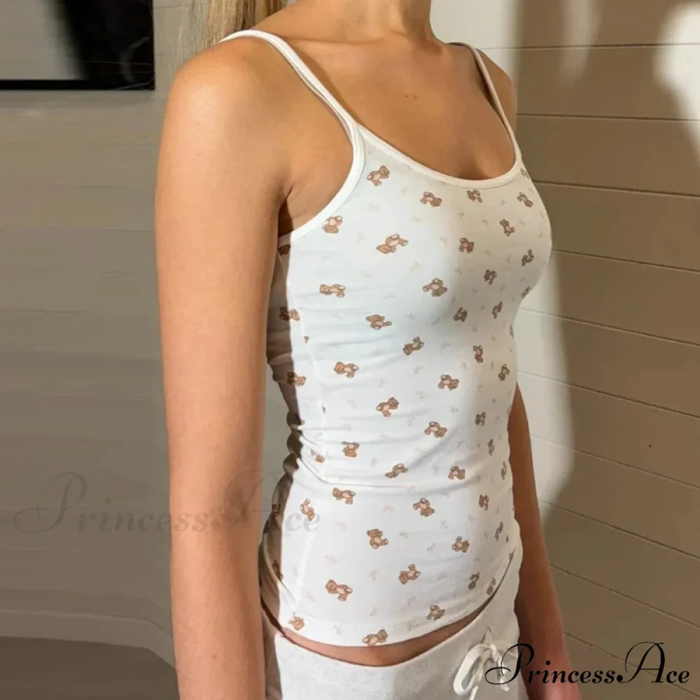 Bear Mark Vintage Tight Fit Tank Low Cut Shorts Two Pieces Set - Image 3