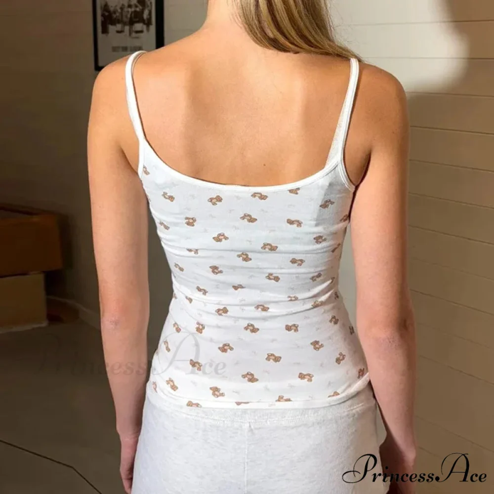 Bear Mark Vintage Tight Fit Tank Low Cut Shorts Two Pieces Set - Image 4