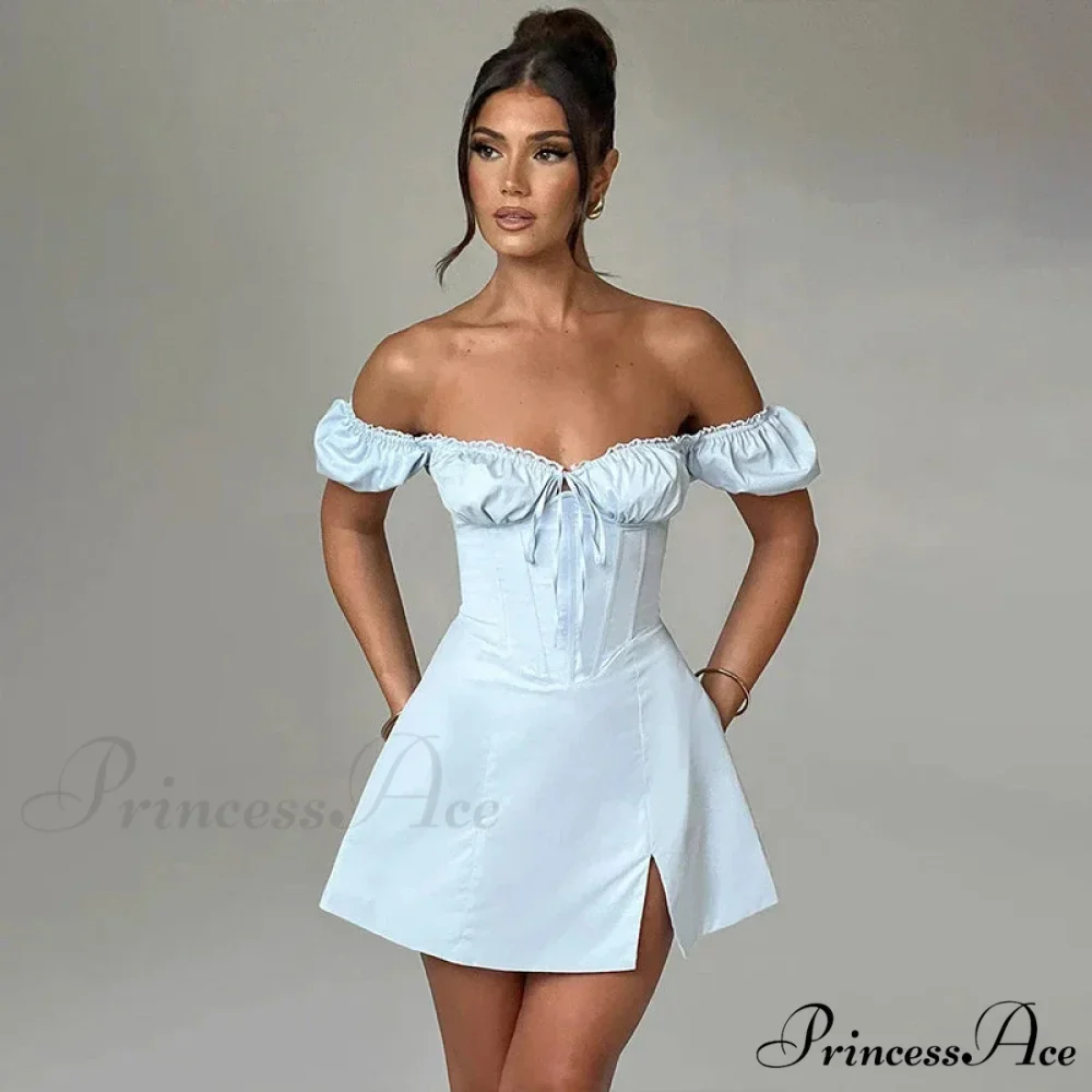 Belt Encircle A-line Off Shoulder Holiday Dress - Image 2