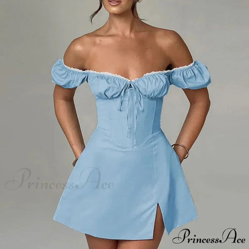 Belt Encircle A-line Off Shoulder Holiday Dress - Image 3