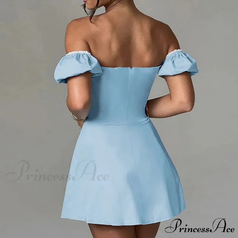Belt Encircle A-line Off Shoulder Holiday Dress - Image 4