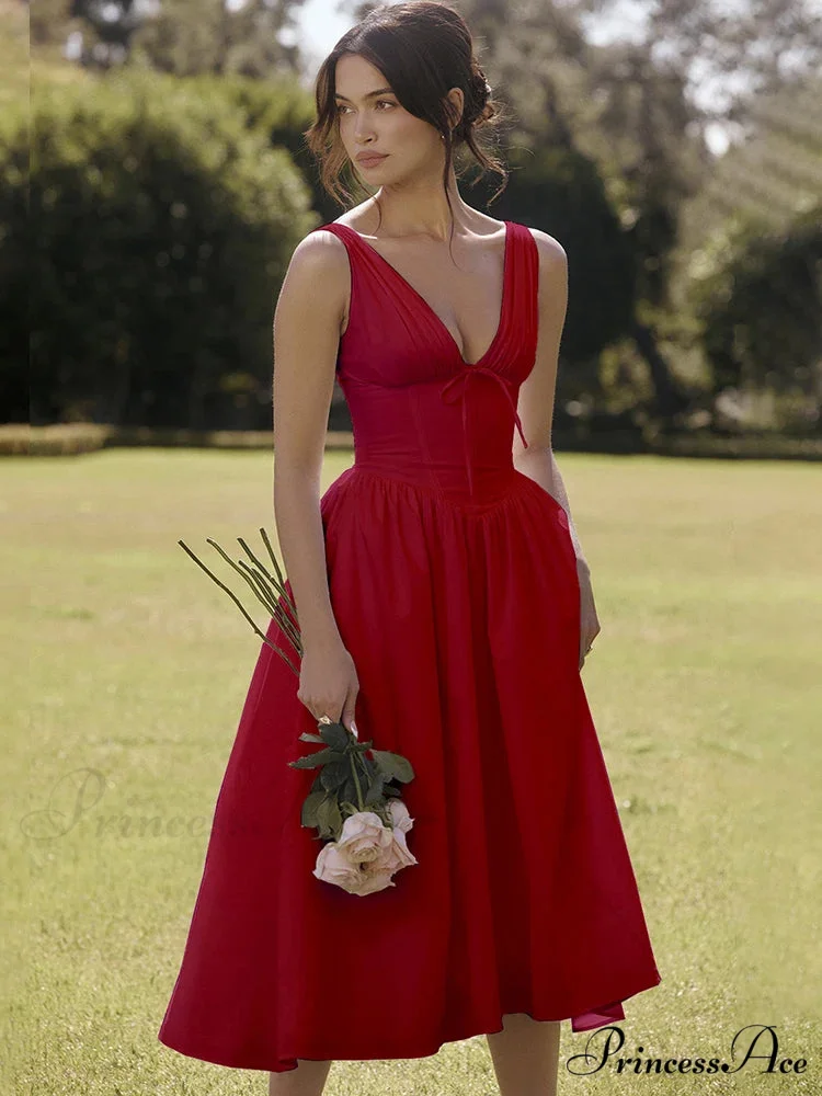 Belted Cover Pattern Flared Holiday Dress - Image 4