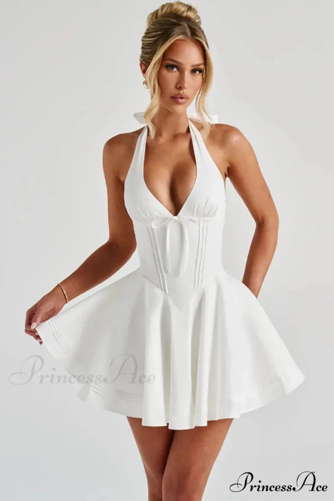 Belted Flared Mini Holiday Dress - Image 5