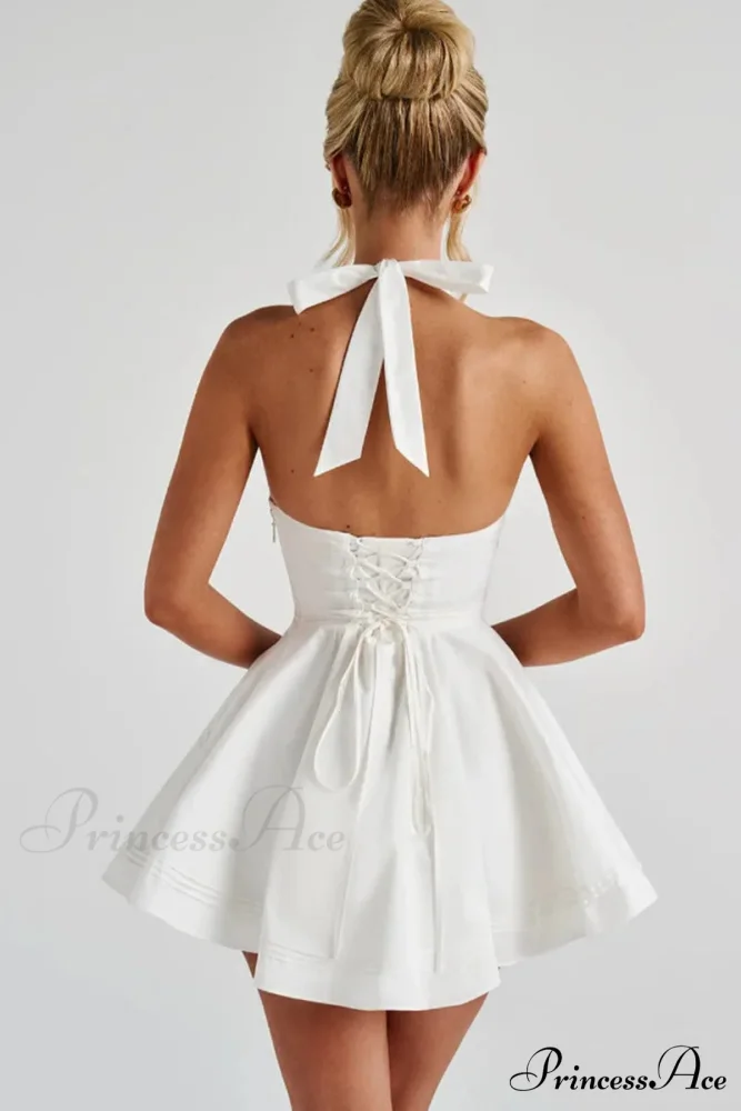 Belted Flared Mini Holiday Dress - Image 6