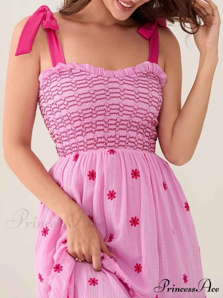 Bind-Shoulder Blooms Tank Layered Frill Sweetheart Floral Garment - Image 6