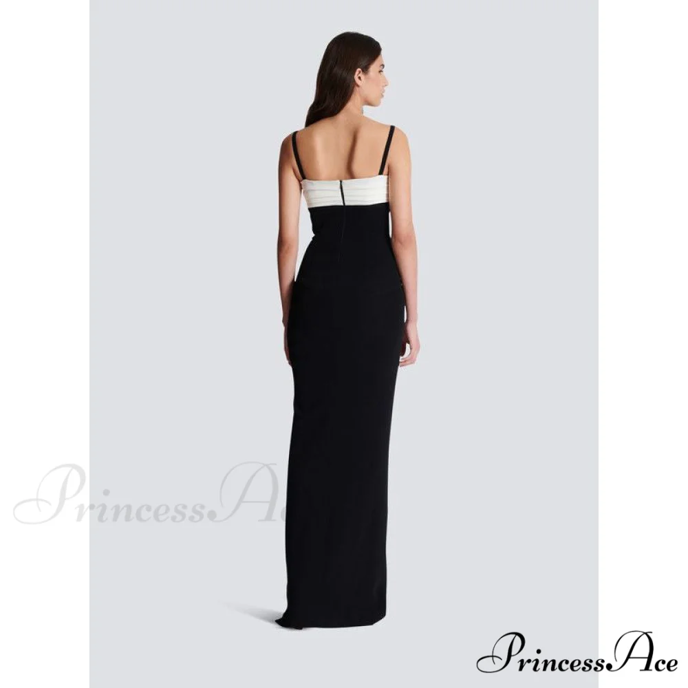 Black-and-White Cut Shiny Celebration Formal Gown - Image 4