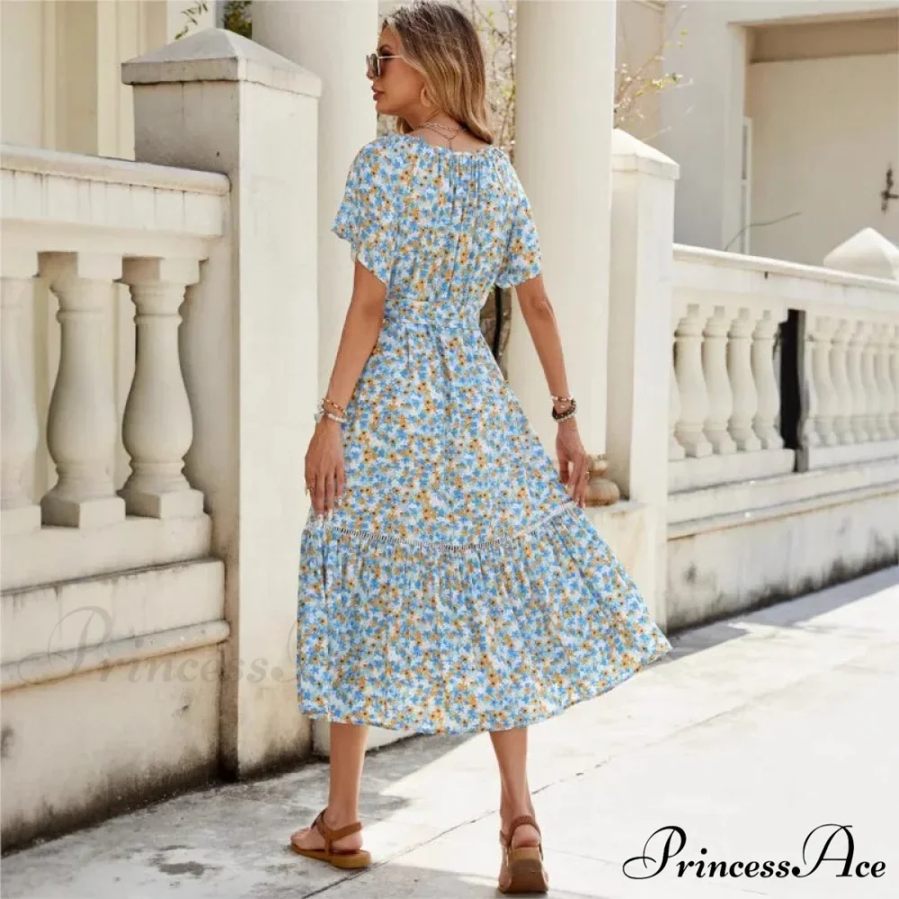 Blooming Frills Cinched Midi Blooming Dress - Image 2
