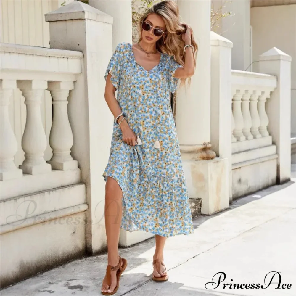 Blooming Frills Cinched Midi Blooming Dress - Image 4