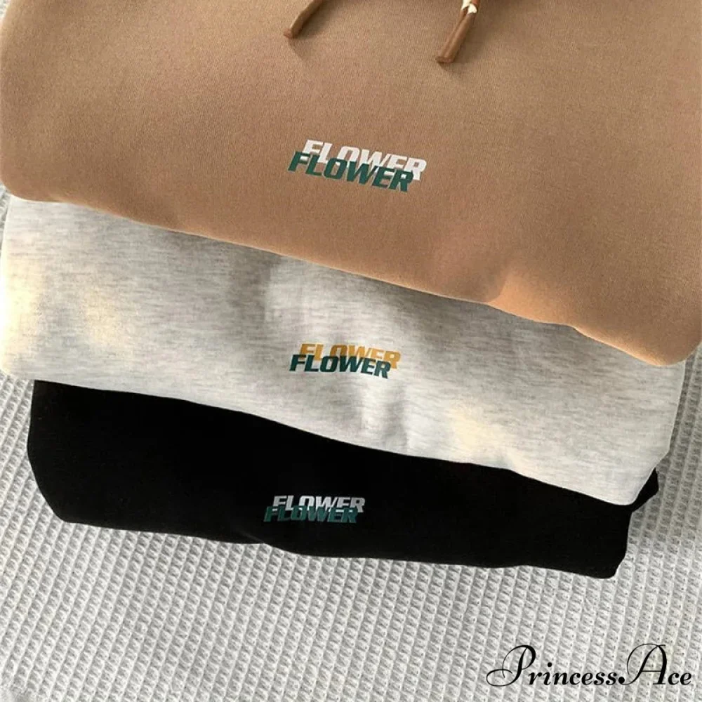 BLOSSOM Letter Print Y2K Fleece Hoodie - Image 4